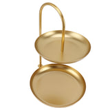 Dessert Rack Fruit Stand Round 2 Tier Iron Display Holder for Party Wedding Birthday Home Gold