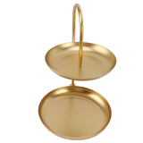 Dessert Rack Fruit Stand Round 2 Tier Iron Display Holder for Party Wedding Birthday Home Gold