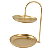Dessert Rack Fruit Stand Round 2 Tier Iron Display Holder for Party Wedding Birthday Home Gold