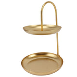 Dessert Rack Fruit Stand Round 2 Tier Iron Display Holder for Party Wedding Birthday Home Gold