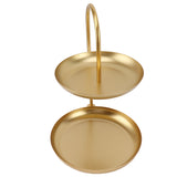 Dessert Rack Fruit Stand Round 2 Tier Iron Display Holder for Party Wedding Birthday Home Gold - Extra Image