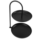 Dessert Rack Fruit Stand Round 2 Tier Iron Display Holder for Party Wedding Birthday Home Black
