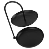 Dessert Rack Fruit Stand Round 2 Tier Iron Display Holder for Party Wedding Birthday Home Black
