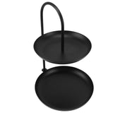 Dessert Rack Fruit Stand Round 2 Tier Iron Display Holder for Party Wedding Birthday Home Black