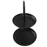 Dessert Rack Fruit Stand Round 2 Tier Iron Display Holder for Party Wedding Birthday Home Black