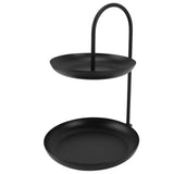 Dessert Rack Fruit Stand Round 2 Tier Iron Display Holder for Party Wedding Birthday Home Black