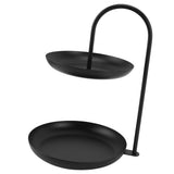 Dessert Rack Fruit Stand Round 2 Tier Iron Display Holder for Party Wedding Birthday Home Black