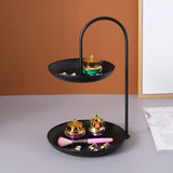 Dessert Rack Fruit Stand Round 2 Tier Iron Display Holder for Party Wedding Birthday Home Black