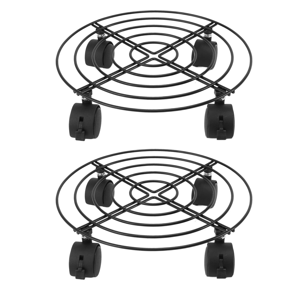 2 PCS Outdoor Plant Dolly with Lockable Wheels Iron and PVC High Load Bearing Rolling Plant Stand Base for Large Plants
