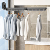 Wall Mounted Clothes Drying Rack Space Saving Laundry Clothes Rack Retractable Dryer Collapsible for Balcony Laundry Punch Free Bi Fold Grey - Extra Image