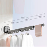 Wall Mounted Clothes Drying Rack Space Saving Laundry Clothes Rack Retractable Dryer Collapsible for Balcony Laundry Punch Free Bi Fold Grey - Extra Image