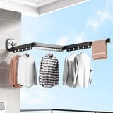 Wall Mounted Clothes Drying Rack Space Saving Laundry Clothes Rack Retractable Dryer Collapsible for Balcony Laundry Punch Free Tri Fold Grey