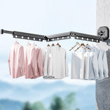 Wall Mounted Clothes Drying Rack Space Saving Laundry Clothes Rack Retractable Dryer Collapsible for Balcony Laundry Punch Free Tri Fold Grey