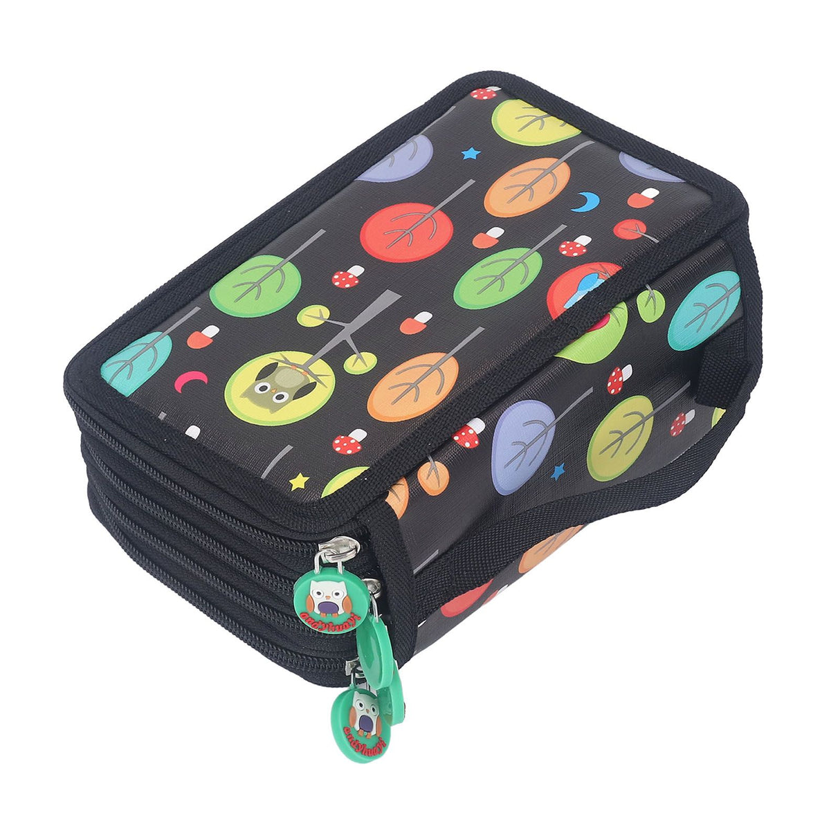 Colored Pencil Case Pencil Holder with Zipper Closure Large Capacity Pencil Case Foldable Colored Pencil Bag Cartoon Black 4 Layers 72 Holes