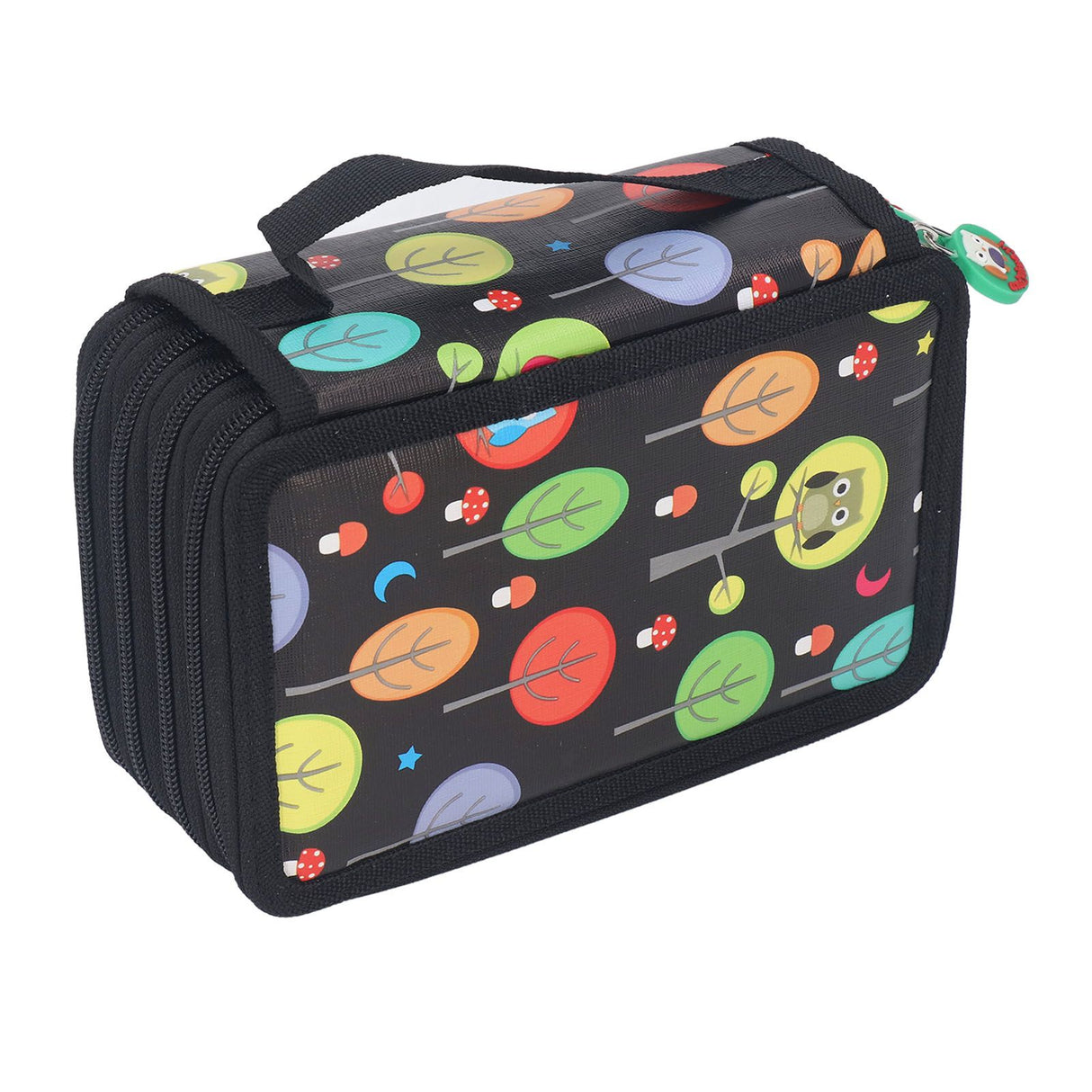 Colored Pencil Case Pencil Holder with Zipper Closure Large Capacity Pencil Case Foldable Colored Pencil Bag Cartoon Black 4 Layers 72 Holes