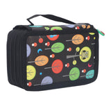 Colored Pencil Case Pencil Holder with Zipper Closure Large Capacity Pencil Case Foldable Colored Pencil Bag Cartoon Black 4 Layers 72 Holes
