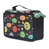Colored Pencil Case Pencil Holder with Zipper Closure Large Capacity Pencil Case Foldable Colored Pencil Bag Cartoon Black 4 Layers 72 Holes