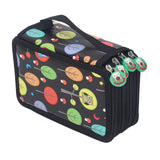 Colored Pencil Case Pencil Holder with Zipper Closure Large Capacity Pencil Case Foldable Colored Pencil Bag Cartoon Black 4 Layers 72 Holes - Close-Up Angle