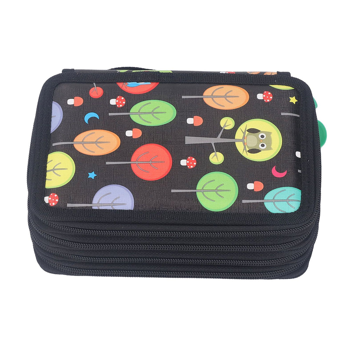 Colored Pencil Case Pencil Holder with Zipper Closure Large Capacity Pencil Case Foldable Colored Pencil Bag Cartoon Black 4 Layers 72 Holes