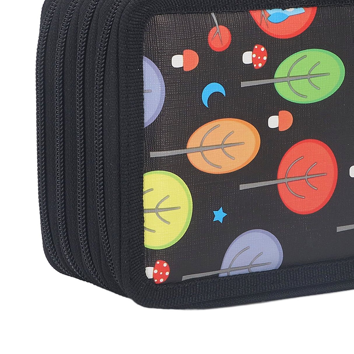 Colored Pencil Case Pencil Holder with Zipper Closure Large Capacity Pencil Case Foldable Colored Pencil Bag Cartoon Black 4 Layers 72 Holes