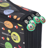 Colored Pencil Case Pencil Holder with Zipper Closure Large Capacity Pencil Case Foldable Colored Pencil Bag Cartoon Black 4 Layers 72 Holes - Extra Image