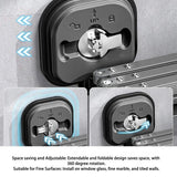 Retractable Clothes Drying Rack Wall Mount Drill Free Bifold Windproof Space Saver Suction Cup Clothes Hanger for Laundry