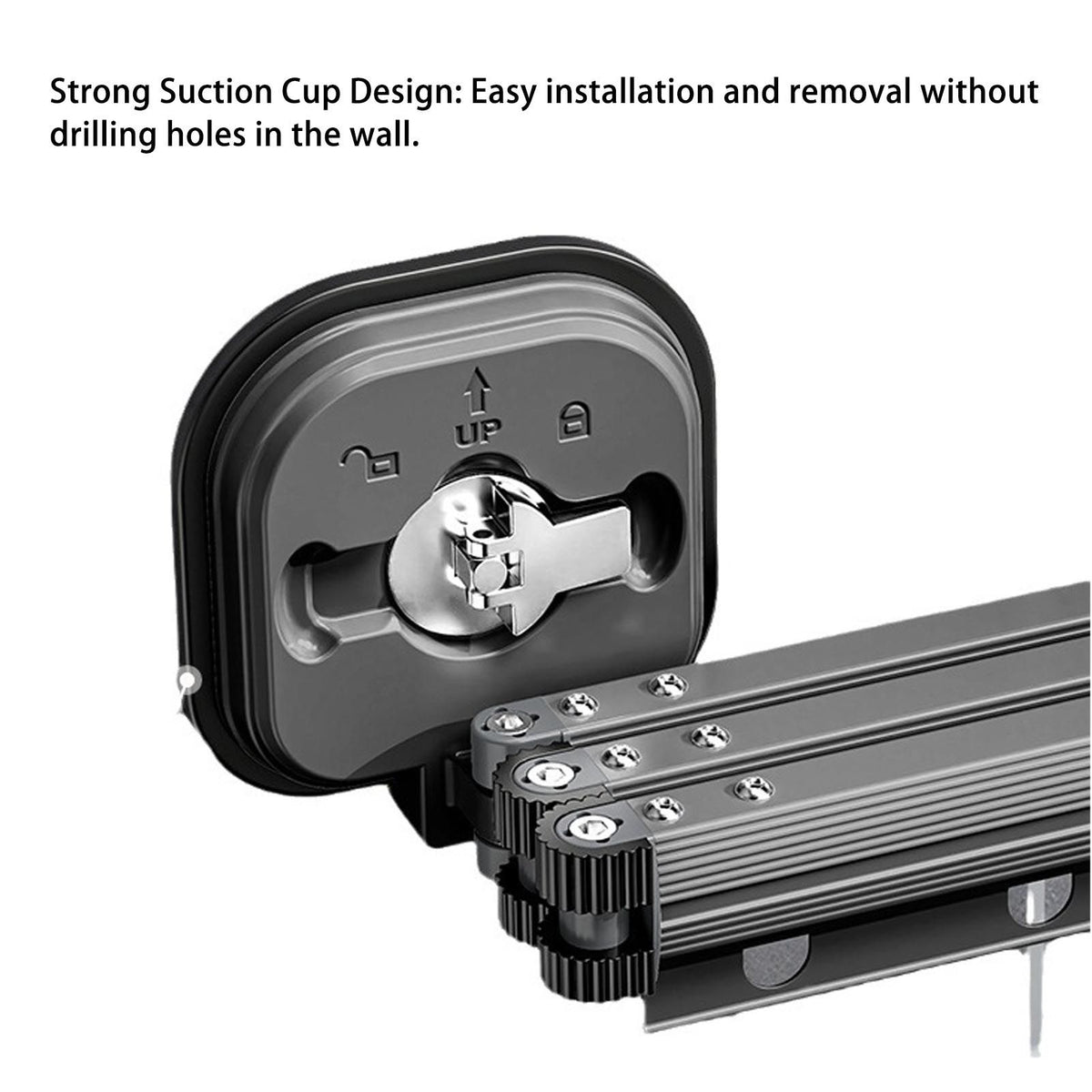 Retractable Clothes Drying Rack Wall Mount Drill Free Bifold Windproof Space Saver Suction Cup Clothes Hanger for Laundry