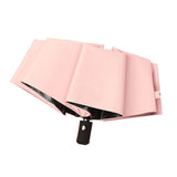 Travel Umbrella Sun Rain 3 Fold 8 Ribs Button Operation Light Weight Umbrella for Women Girl Daily Men Light Pink