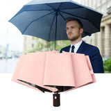 Travel Umbrella Sun Rain 3 Fold 8 Ribs Button Operation Light Weight Umbrella for Women Girl Daily Men Light Pink
