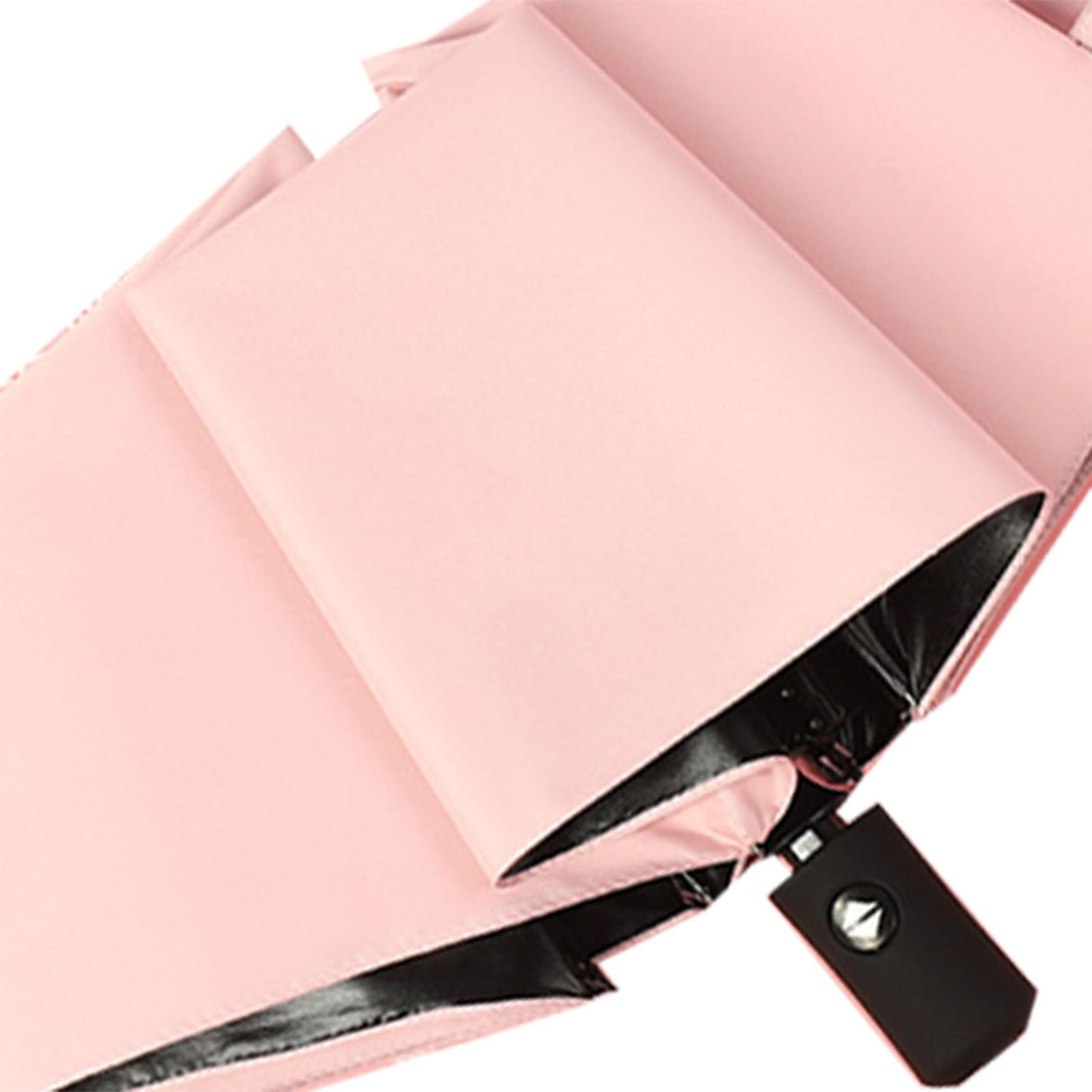 Travel Umbrella Sun Rain 3 Fold 8 Ribs Button Operation Light Weight Umbrella for Women Girl Daily Men Light Pink