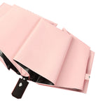 Travel Umbrella Sun Rain 3 Fold 8 Ribs Button Operation Light Weight Umbrella for Women Girl Daily Men Light Pink