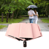Travel Umbrella Sun Rain 3 Fold 8 Ribs Button Operation Light Weight Umbrella for Women Girl Daily Men Light Pink