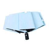 Travel Umbrella Sun Rain 3 Fold 8 Ribs Button Operation Light Weight Umbrella for Women Girl Daily Men Light Blue - Front View
