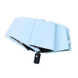 Travel Umbrella Sun Rain 3 Fold 8 Ribs Button Operation Light Weight Umbrella for Women Girl Daily Men Light Blue