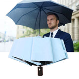 Travel Umbrella Sun Rain 3 Fold 8 Ribs Button Operation Light Weight Umbrella for Women Girl Daily Men Light Blue