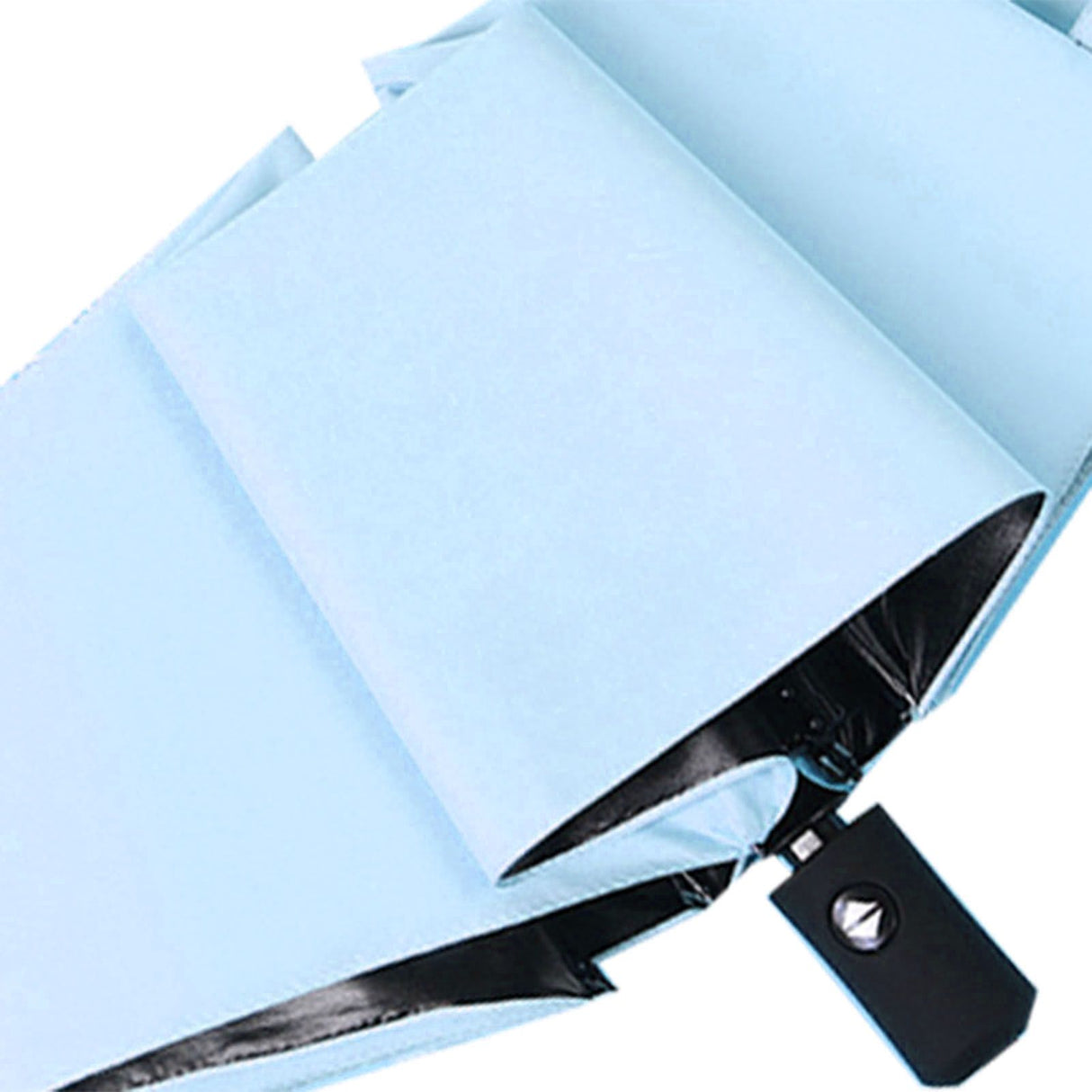 Travel Umbrella Sun Rain 3 Fold 8 Ribs Button Operation Light Weight Umbrella for Women Girl Daily Men Light Blue