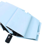 Travel Umbrella Sun Rain 3 Fold 8 Ribs Button Operation Light Weight Umbrella for Women Girl Daily Men Light Blue