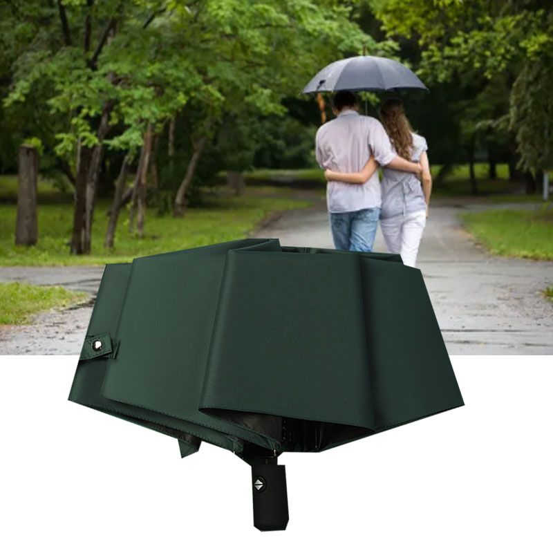 Travel Umbrella Sun Rain 3 Fold 8 Ribs Button Operation Light Weight Umbrella for Women Girl Daily Men Dark Blue