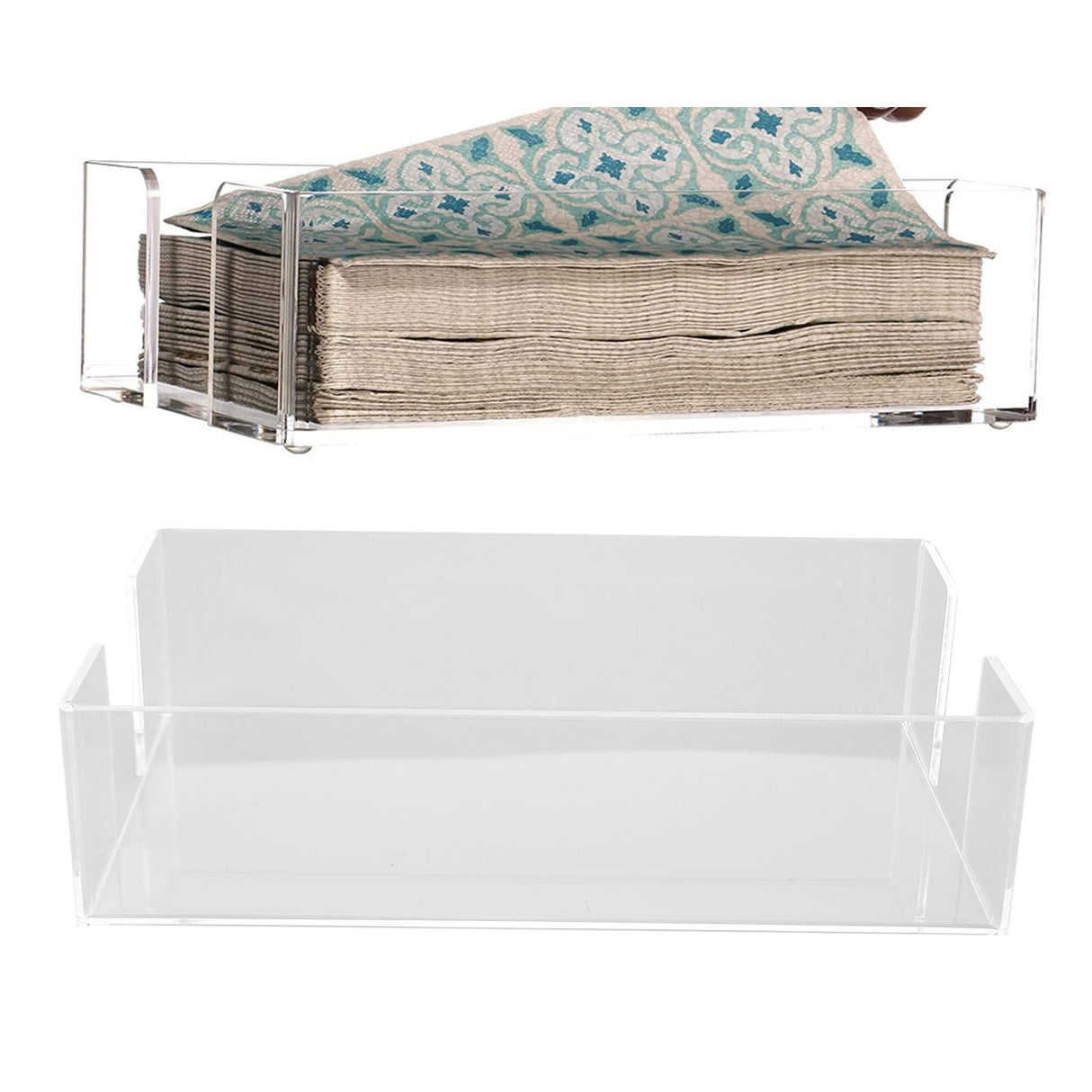 Napkin Tray Storage Holder Transparent Acrylic Modern 9.5x5.5x2.5in Large Capacity Napkin Dispenser for Party Kitchen