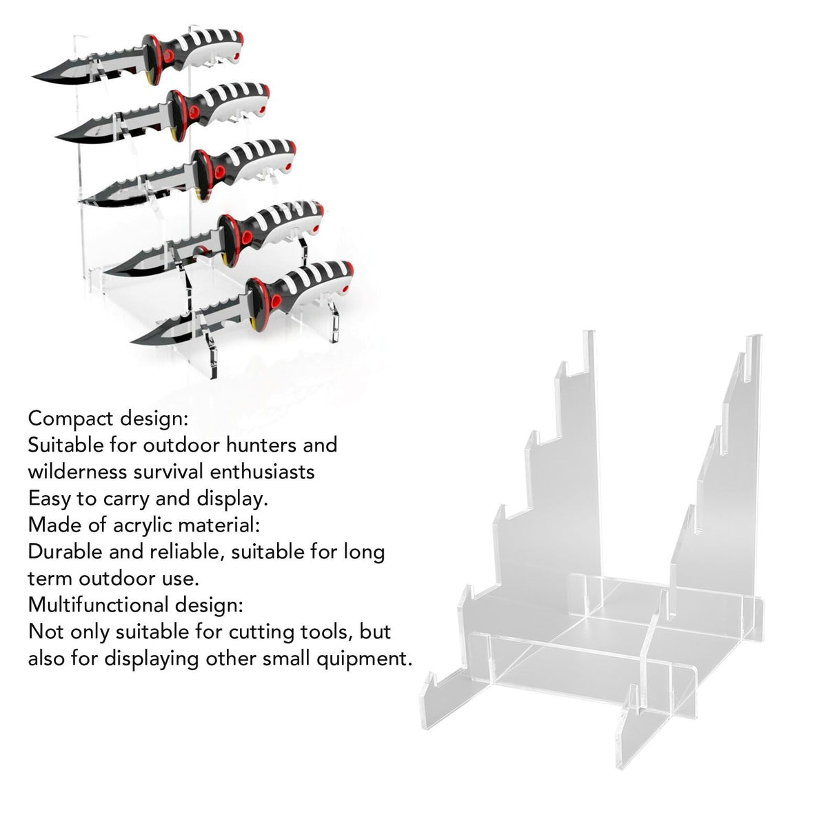Acrylic Knife Bayonet Stand Compact Transparent Multifunctional Detachable Knife Holder for Small Tools