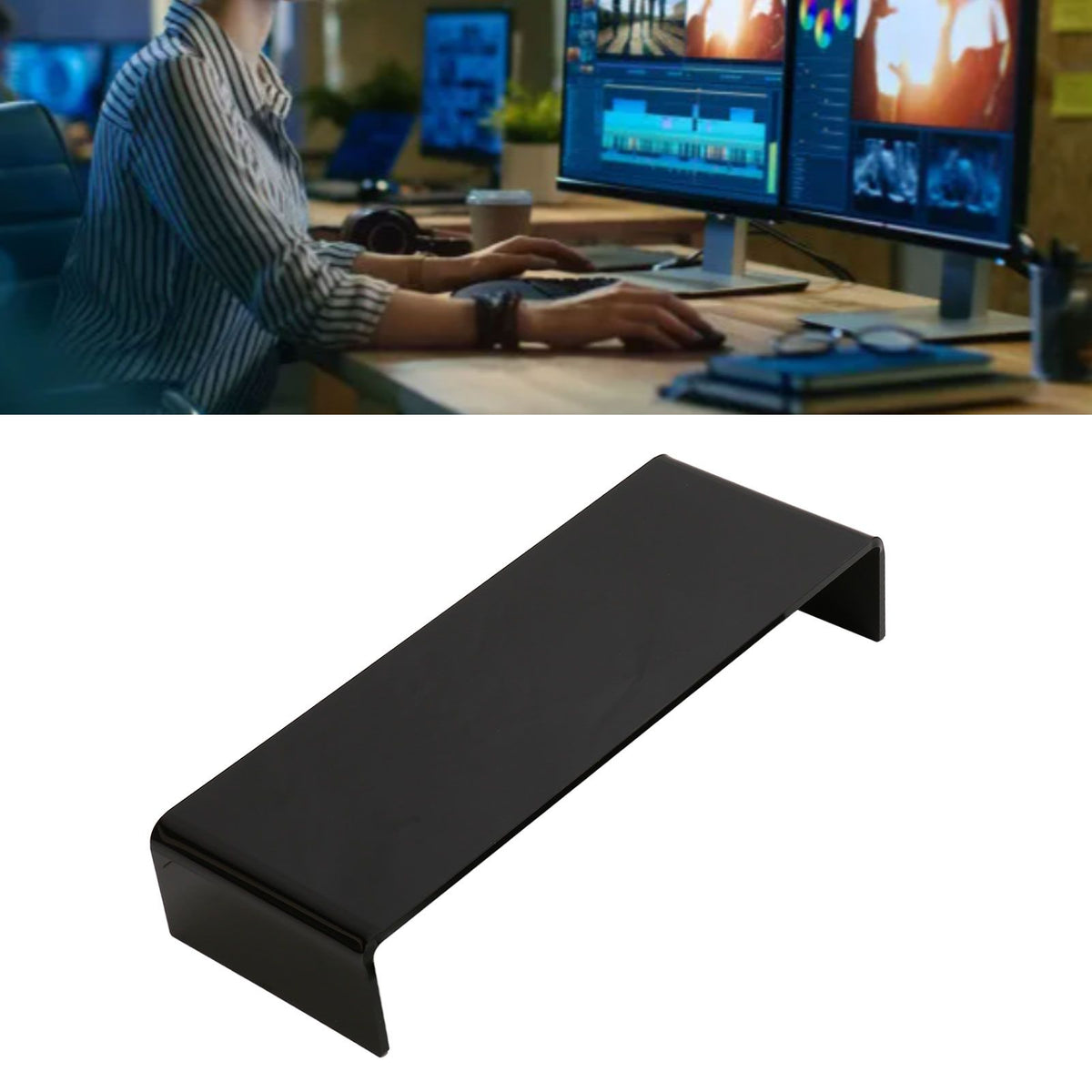 Monitor Riser 50lb 3.5inch Height Improve Sitting Posture Reduces Neck Eyes Pressure Space Saving Acrylic Computer Stand for Bedroom Study Black