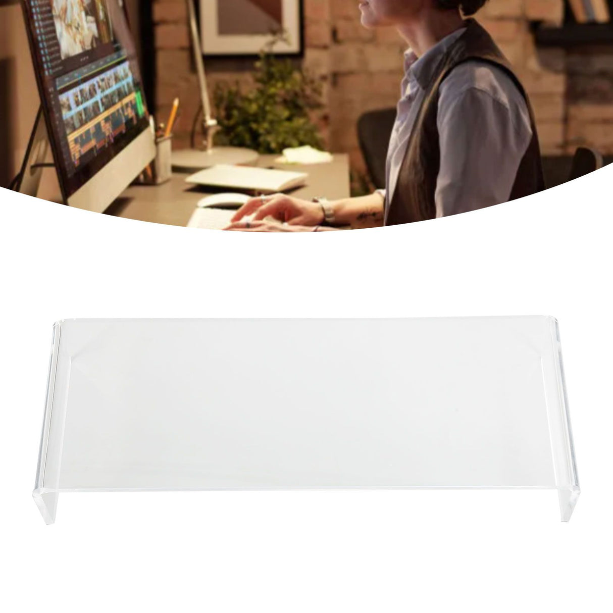 Monitor Riser 50lb 3.5inch Height Improve Sitting Posture Reduces Neck Eyes Pressure Space Saving Acrylic Computer Stand for Bedroom Study Transparent