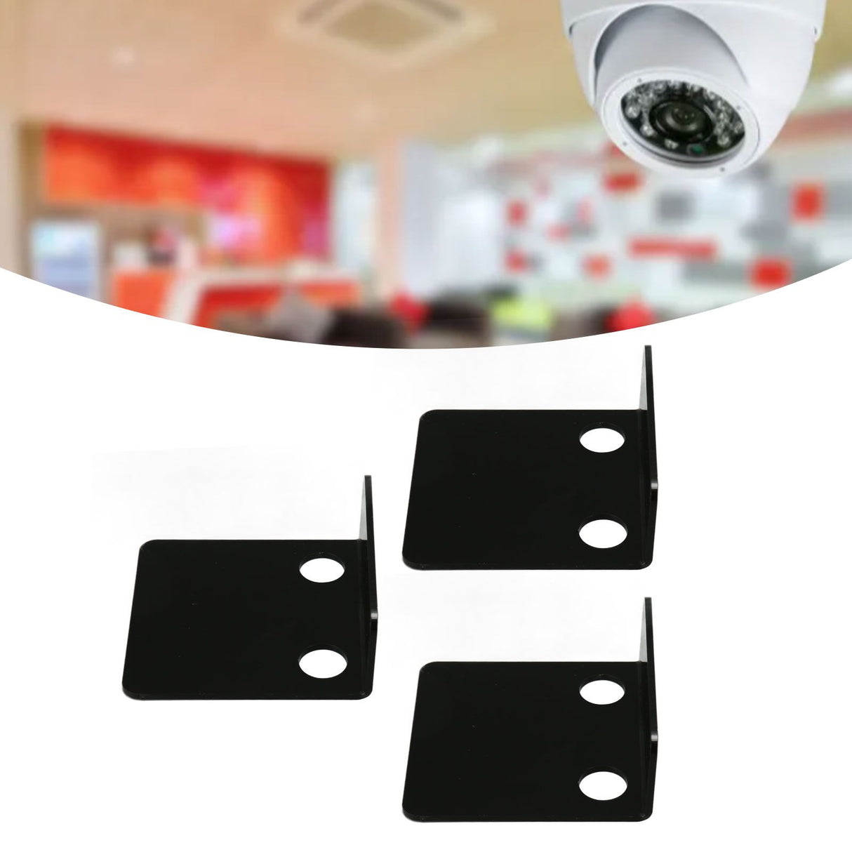 3 PCS Small Security Cameras Wall Shelf with 6 Cable Clips 10PCS Tapes Acrylic Waterproof Drill Free Adhesive Floating Shelf for Speakers Black