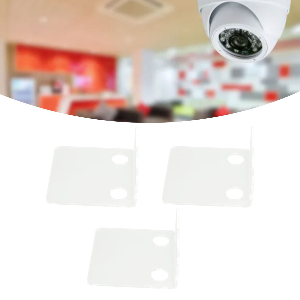 3 PCS Small Security Cameras Wall Shelf with 6 Cable Clips 10PCS Tapes Acrylic Waterproof Drill Free Adhesive Floating Shelf for Speakers Transparent