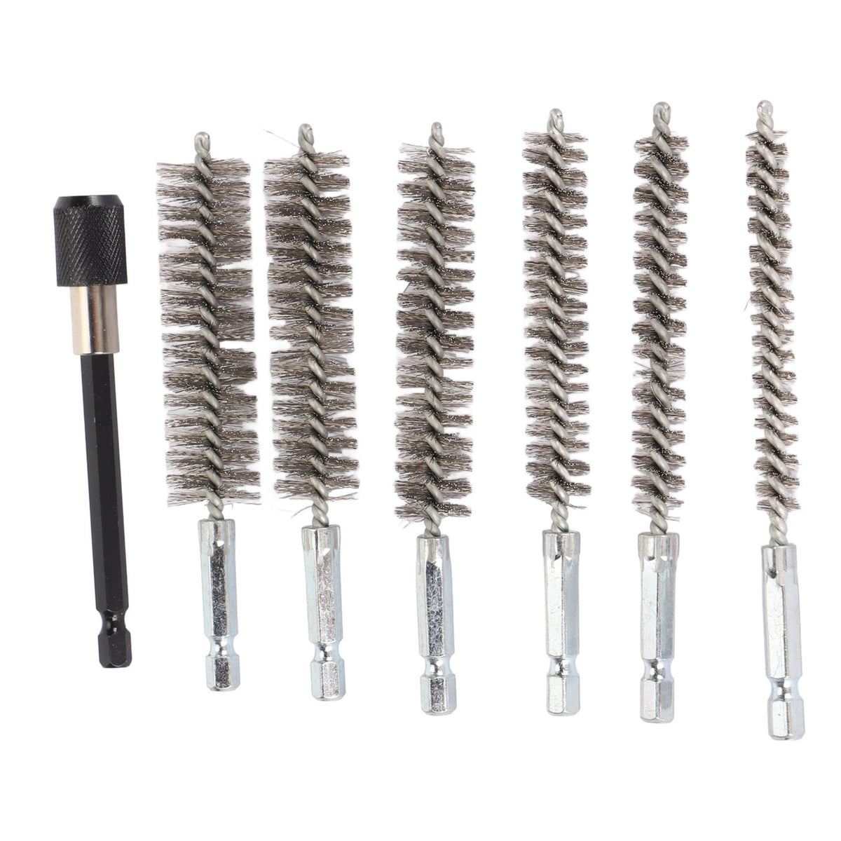7Pcs Stainless Steel Bore Brush Stainless Steel Bristles Wire Brush in Different Sizes for Power Drill Cleaning