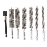 7Pcs Stainless Steel Bore Brush Stainless Steel Bristles Wire Brush in Different Sizes for Power Drill Cleaning - Top-Down View