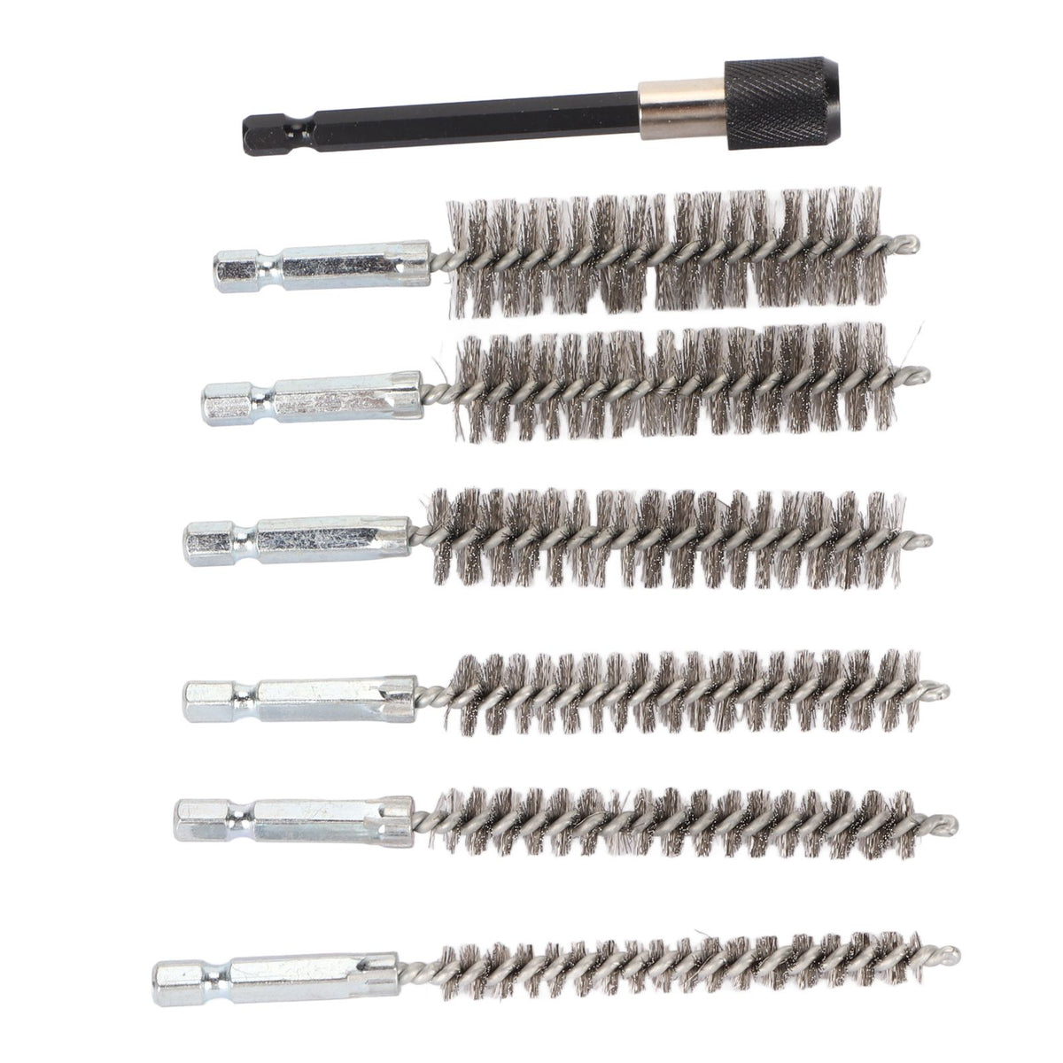 7Pcs Stainless Steel Bore Brush Stainless Steel Bristles Wire Brush in Different Sizes for Power Drill Cleaning