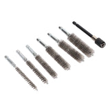 7Pcs Stainless Steel Bore Brush Stainless Steel Bristles Wire Brush in Different Sizes for Power Drill Cleaning - Close-Up Angle