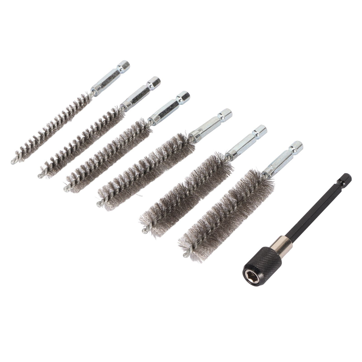 7Pcs Stainless Steel Bore Brush Stainless Steel Bristles Wire Brush in Different Sizes for Power Drill Cleaning
