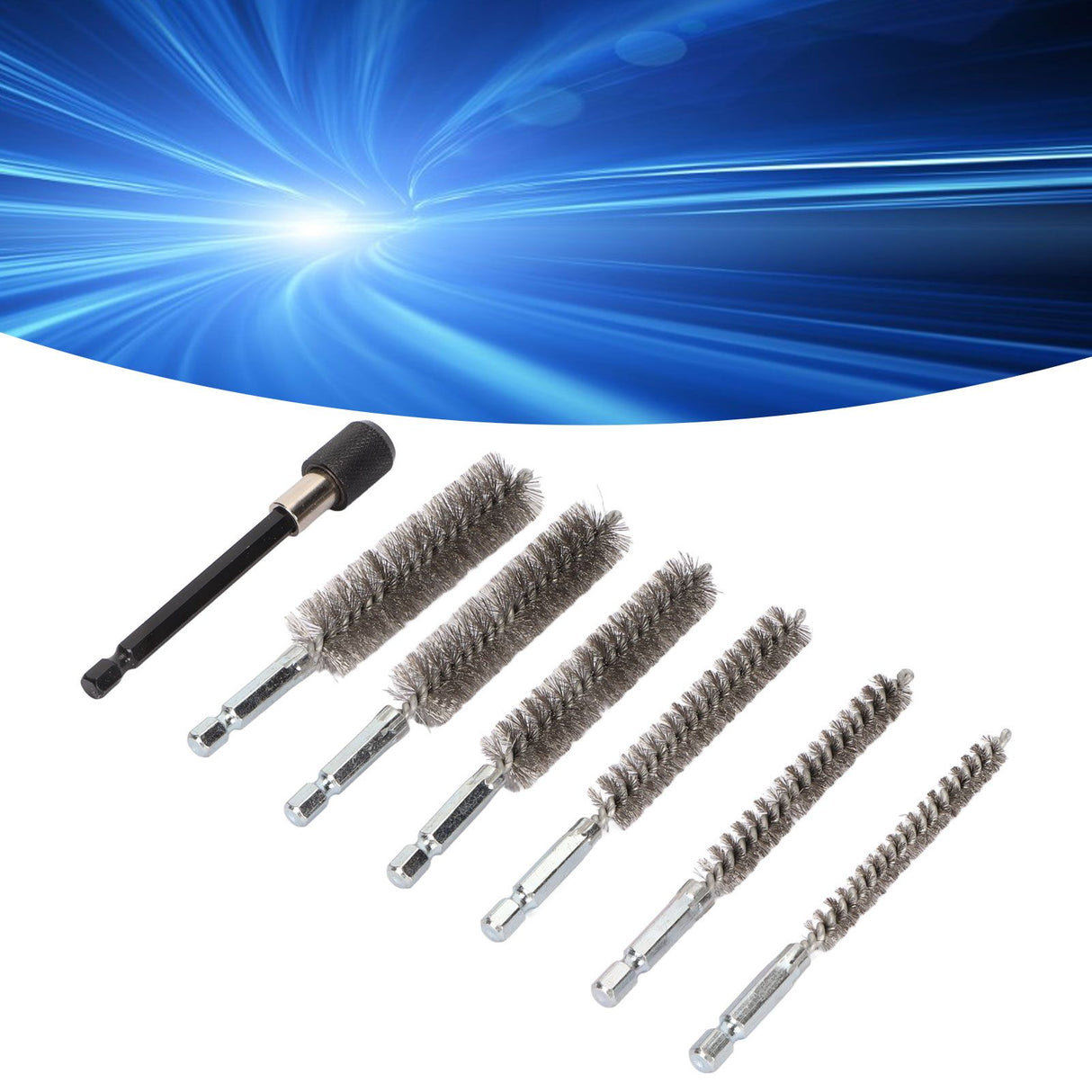 7Pcs Stainless Steel Bore Brush Stainless Steel Bristles Wire Brush in Different Sizes for Power Drill Cleaning